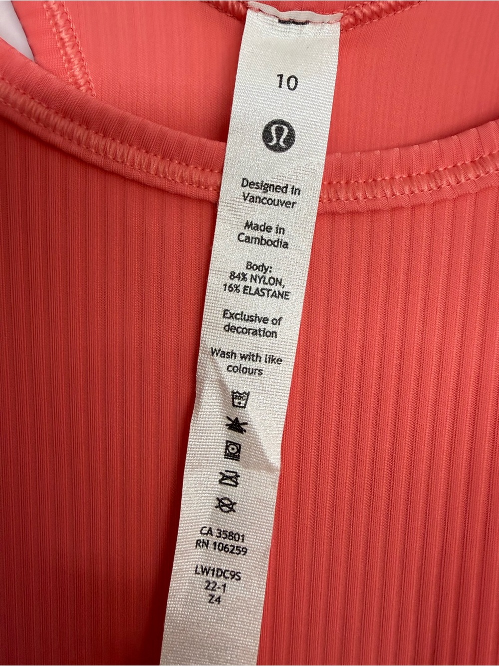 Lululemon Base Pace Ribbed Tank Top Raspberry Cream Size 10 - Picture 2 of 4
